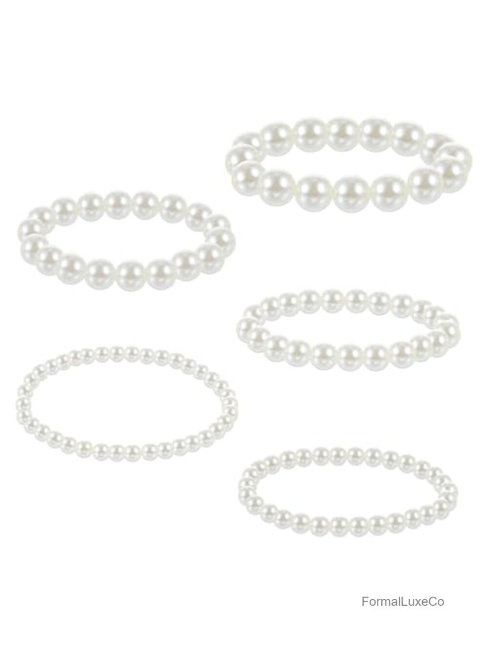 5-Pack Stretch Pearl Bracelets Set Stackable Elastic Multi Layer Bridal Wedding